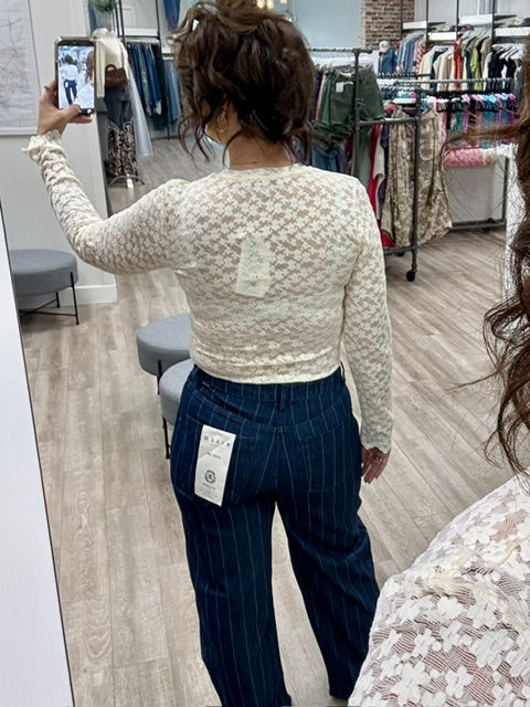 Risen Slouchy Wide Leg Striped Jeans