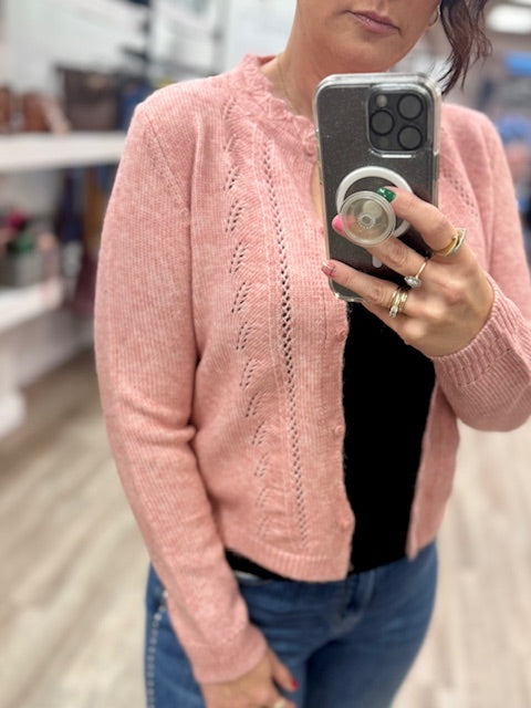 Asiapak Long Sleeve Cardigan in Cameo Rose