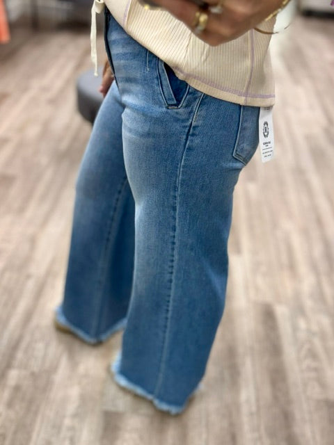 Risen High Rise Wide Leg Jeans in Light Colour