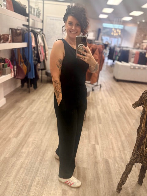 Juniva Soft Knit Jumpsuit in Black