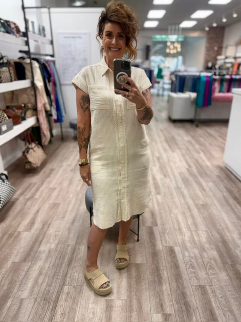 Simply Chic Shirt Dress in Stone