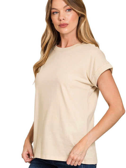 Rocky Rolled Up Sleeve in Sand Beige