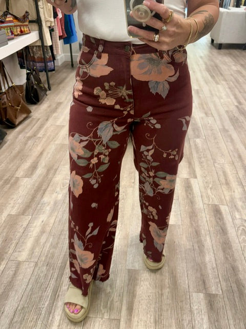 Vineyard Garden Jeans in Burgundy