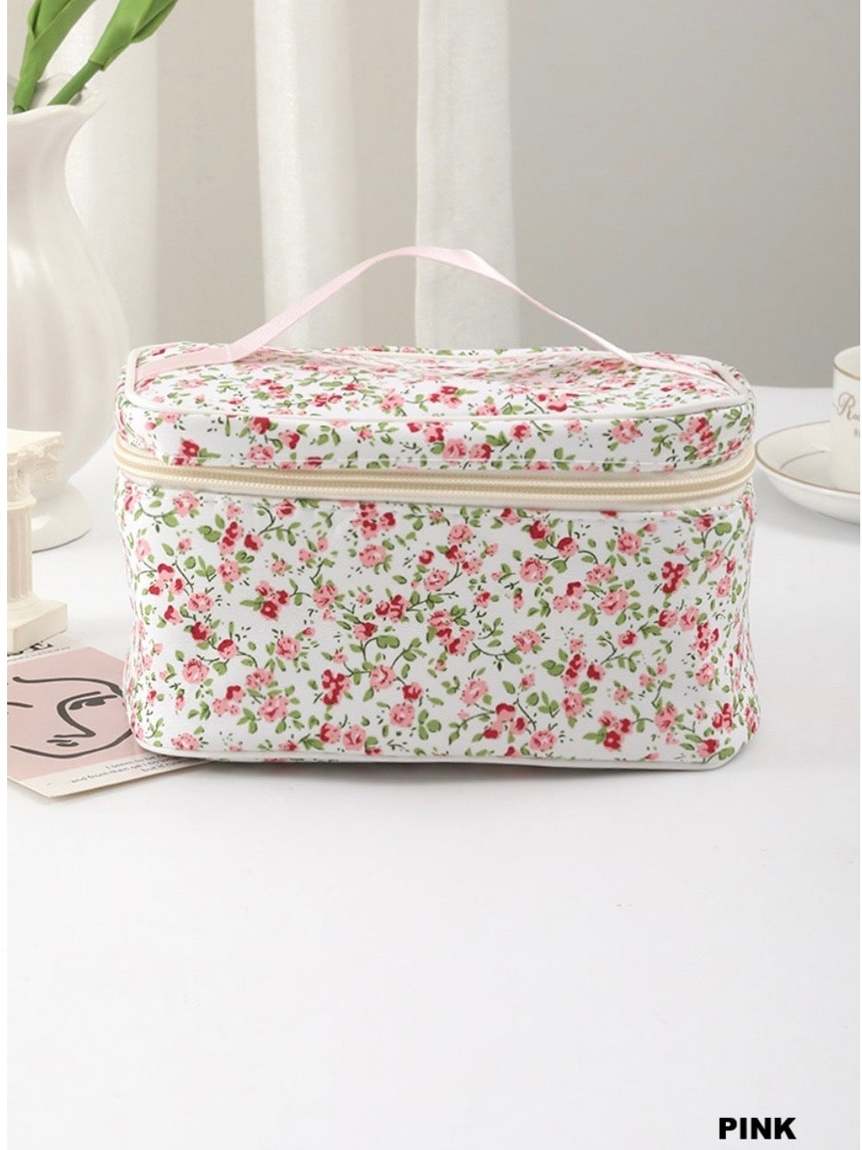 Quilted Travel Floral Make Up Bags