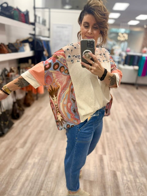 Kaleidoscope Bloom Top in Natural