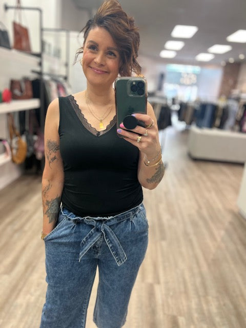 Lace Tank Top in Black