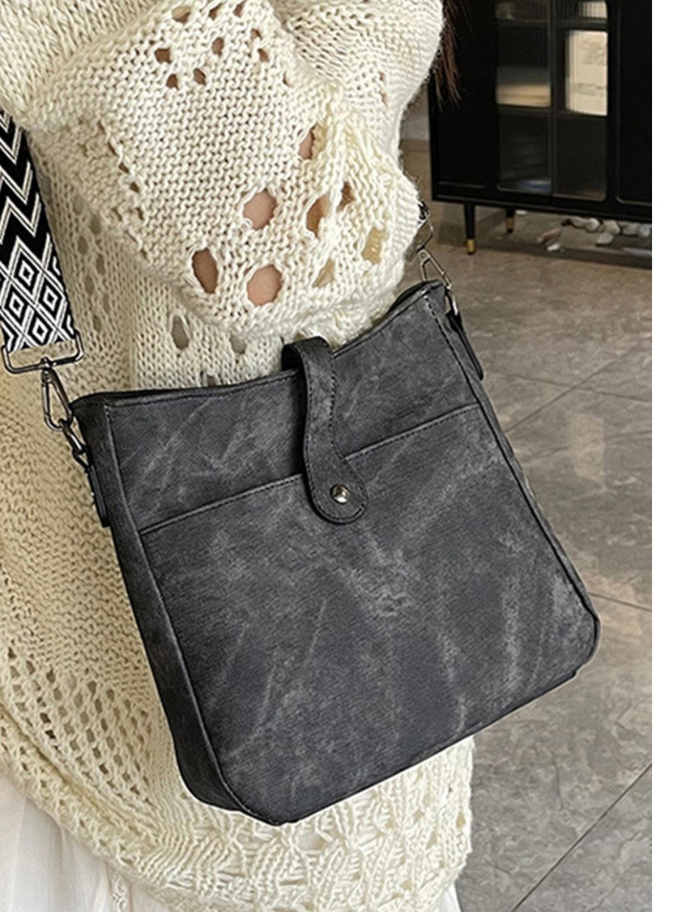Faux Leather Messenger Bags in Black, Camel and Mocha