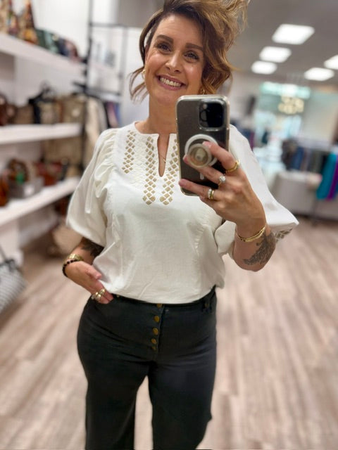 The Gold Leaf Tunic in Off White