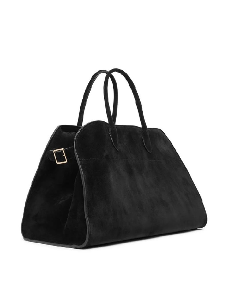 Suede Nubuck Tote Bag in Black