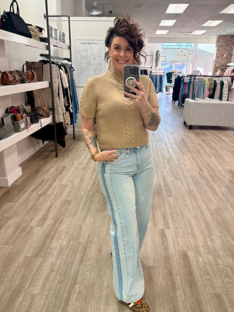 Sharee Short Sleeve Sweater in Irish Cream