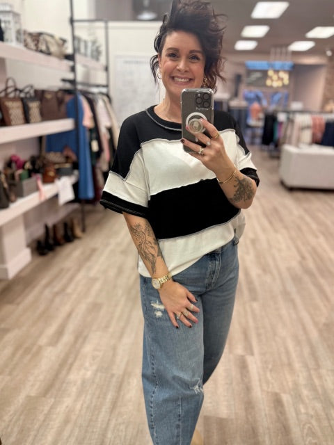 Colour Block Shirt in Black