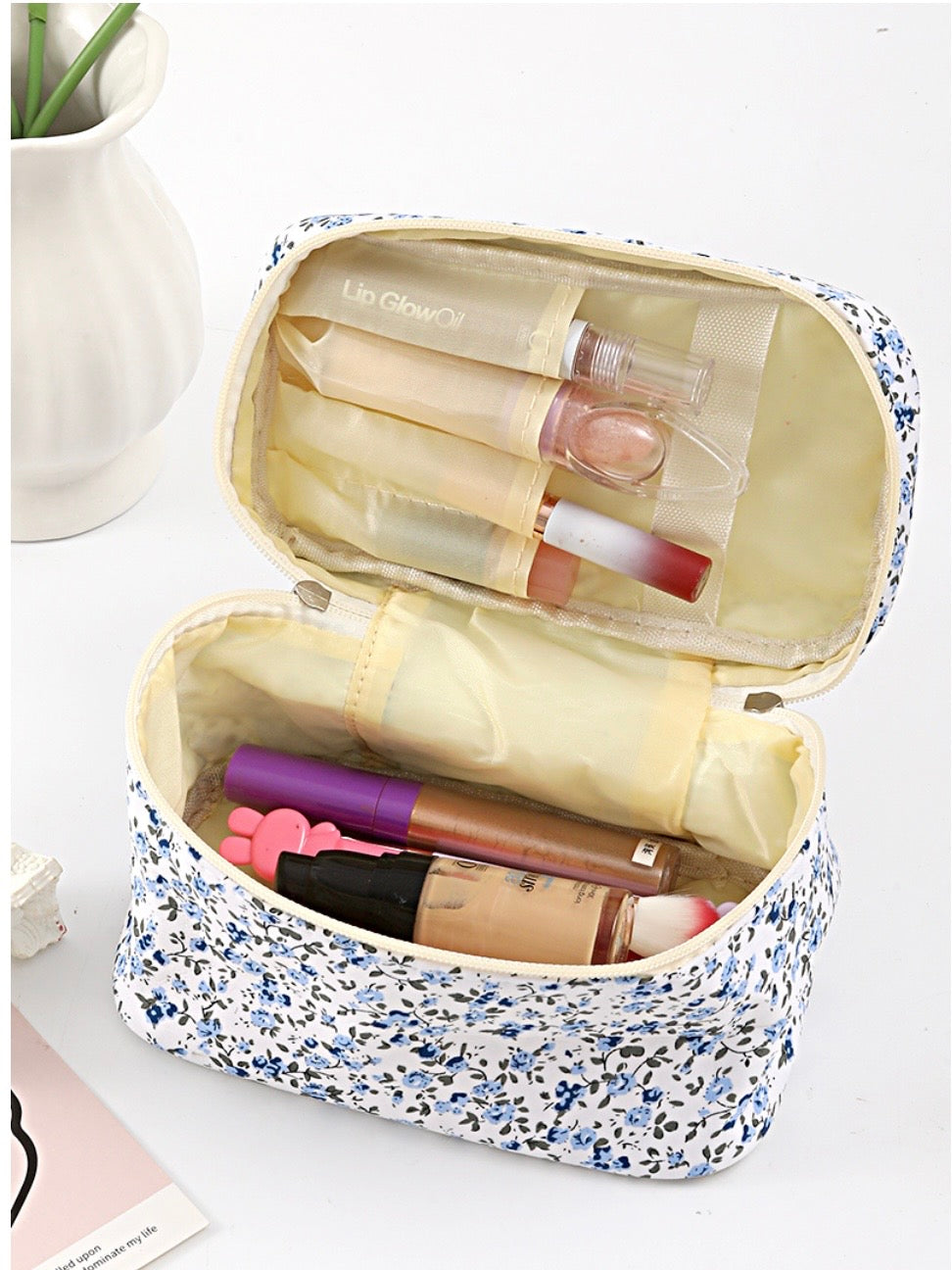Quilted Travel Floral Make Up Bags