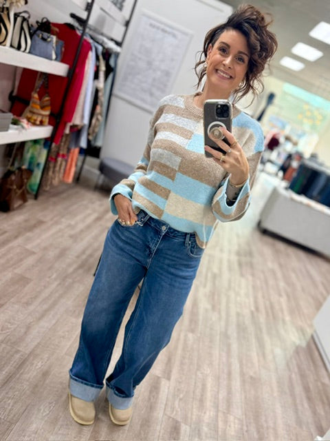 The Mixed Signals Sweater in Sky Blue