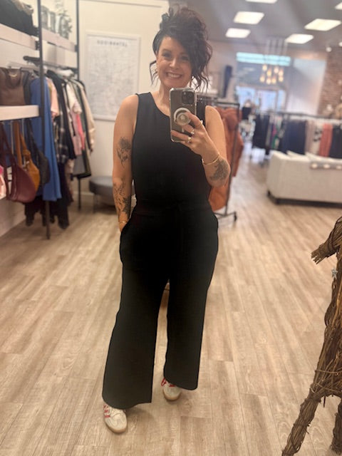 Juniva Soft Knit Jumpsuit in Black