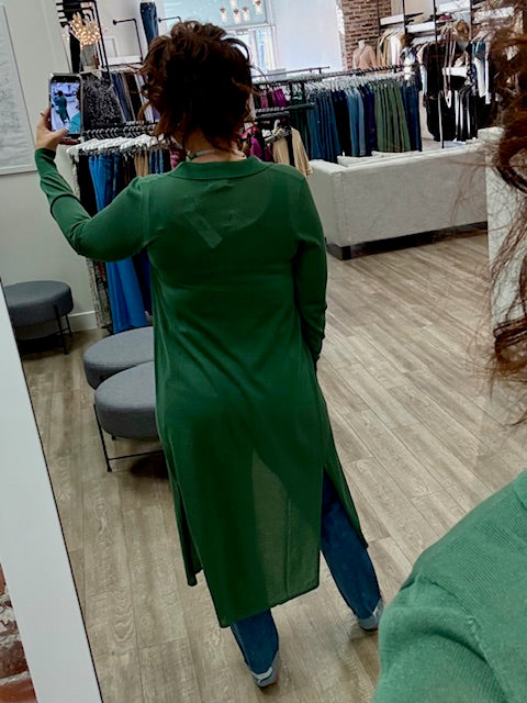 Longline Knit Shirt Top in Sage