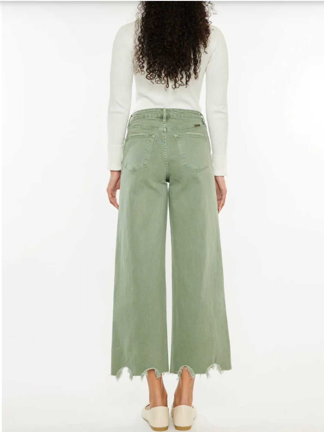 Savie Cropped Wide Leg Jeans in Olive