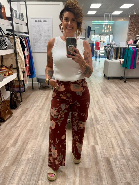 Vineyard Garden Jeans in Burgundy