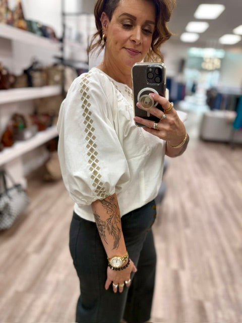 The Gold Leaf Tunic in Off White