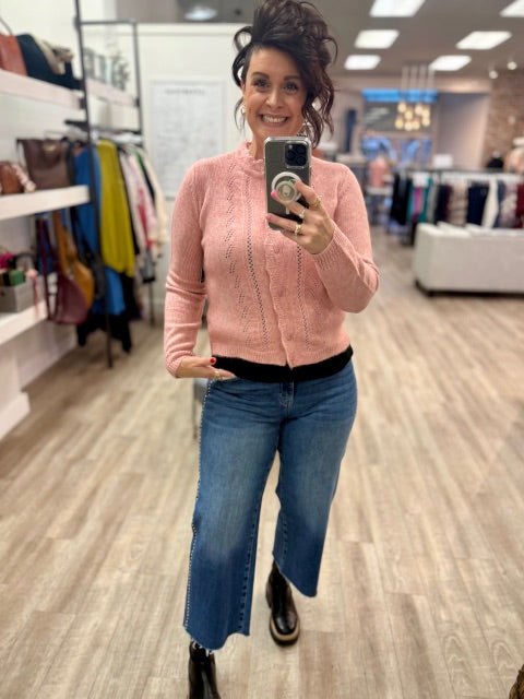 Asiapak Long Sleeve Cardigan in Cameo Rose