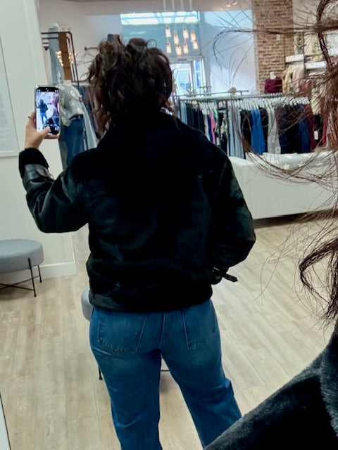 Mink Faux Fur Vegan Leather Jacket