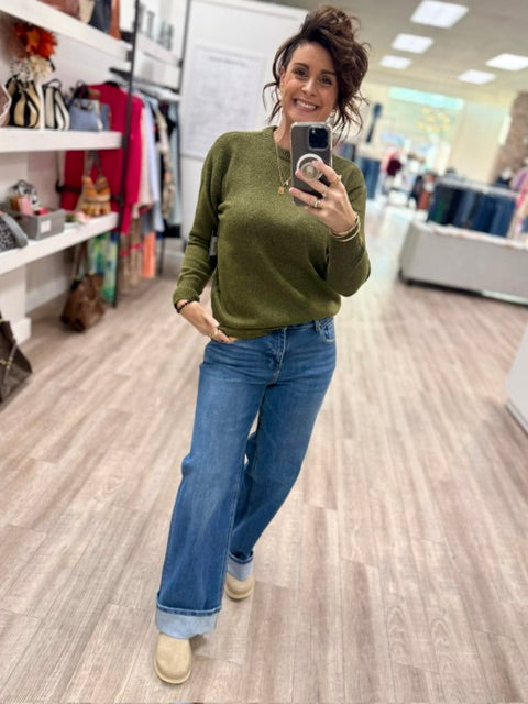 The Easy Drape Sweater in Olive Branch