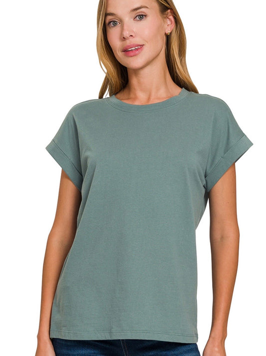 Rocky Rolled Up Sleeve in Ash Jade