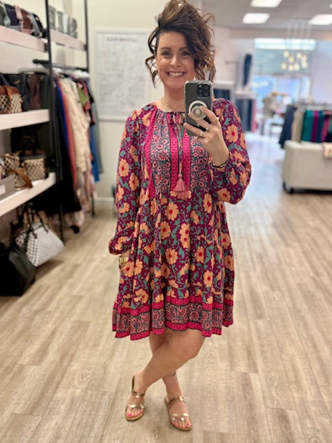 The Wander Bloom Dress in Magenta