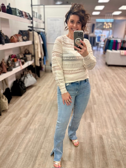 Ivory Lace Whisper Blouse in Ecru