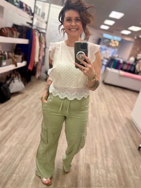 Sweet Light Eyelet Top in Natural