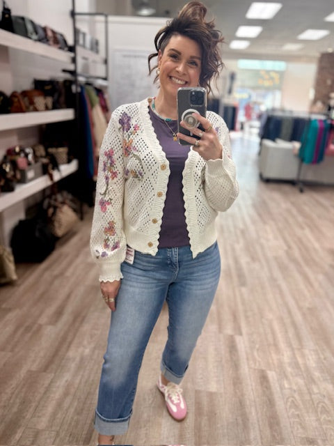 The Wildflower Romance Cardi in Oatmeal