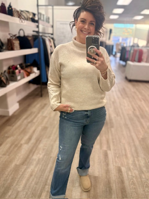 Latte Lounge Sweater Long Sleeve Mock Neck