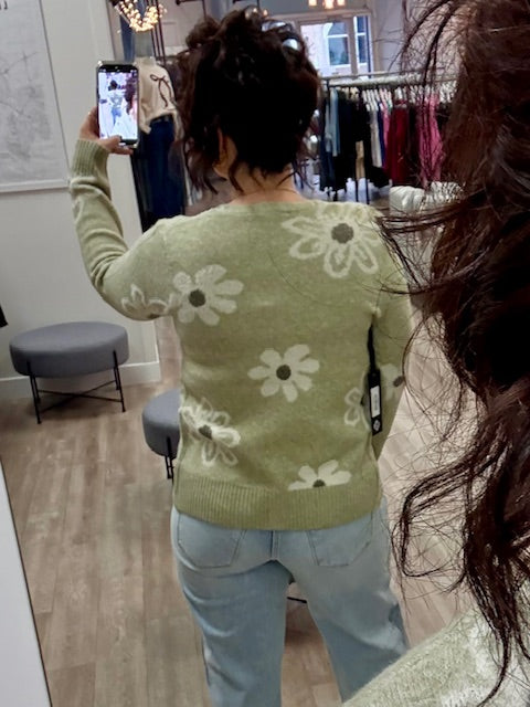 Daisy Meadow Cardigan in Khaki Green