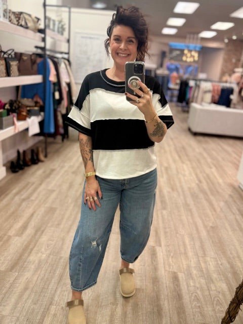 Colour Block Shirt in Black