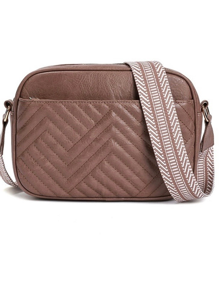 Chevron Weave Crossbody Camera Bag
