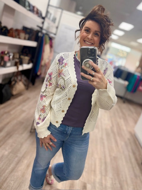 The Wildflower Romance Cardi in Oatmeal