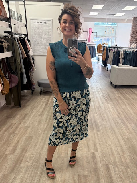 Ladies Flower Skirt in Blue Lagoon