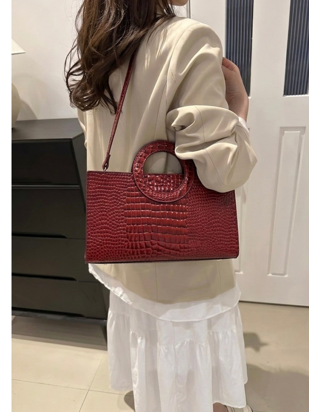 Crocodile Pattern Bag In Brown, Black, Red, and Green