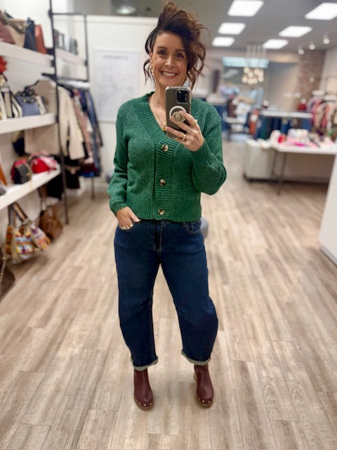 The Main Character Cardigan in Dark Green