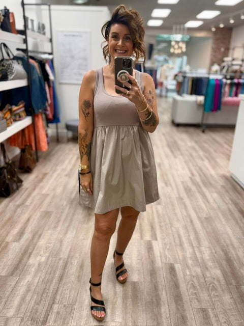 Meet Me Downtown Dress in Ash Mocha