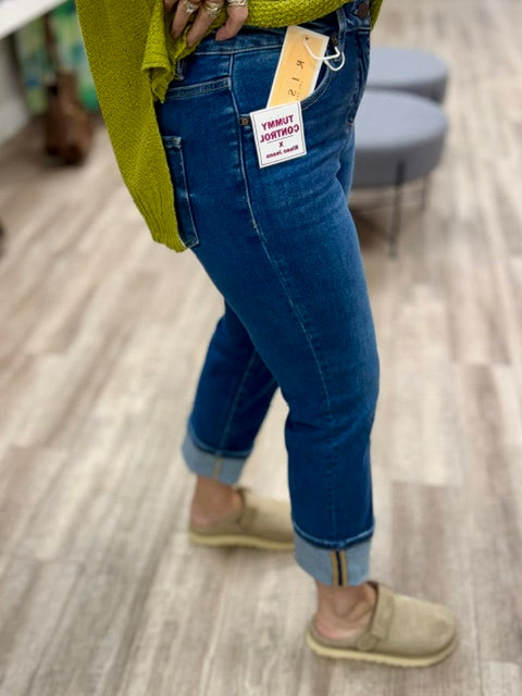 Risen Tummy Control High Rise Straight Jeans
