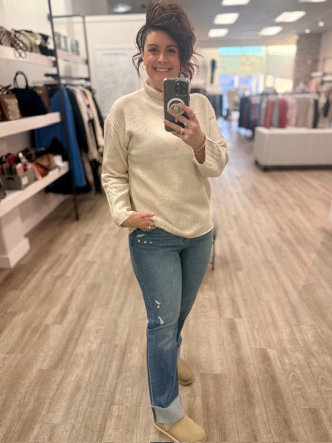 Latte Lounge Sweater Long Sleeve Mock Neck