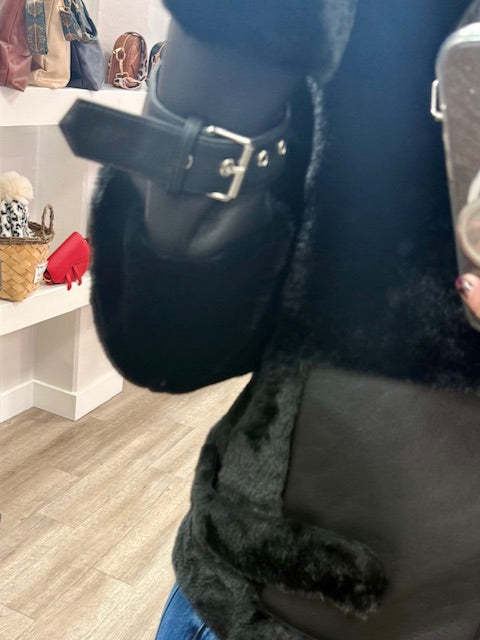 Mink Faux Fur Vegan Leather Jacket
