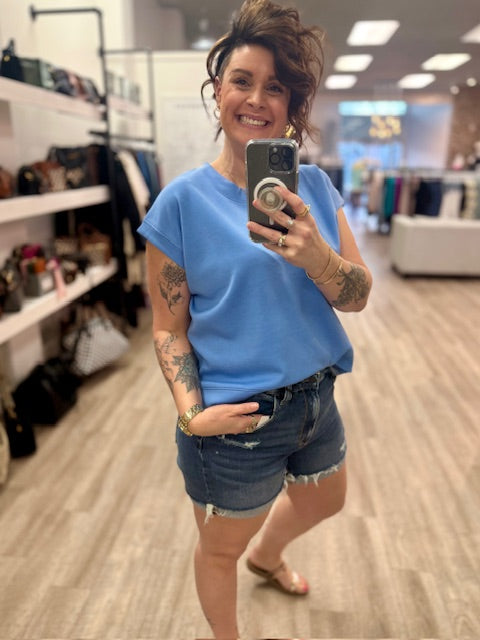 Scuba Short Sleeve Sweatshirt in Cornflower Blue