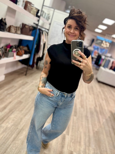 Selby Sleeveless Funnel Neck Vest in Black