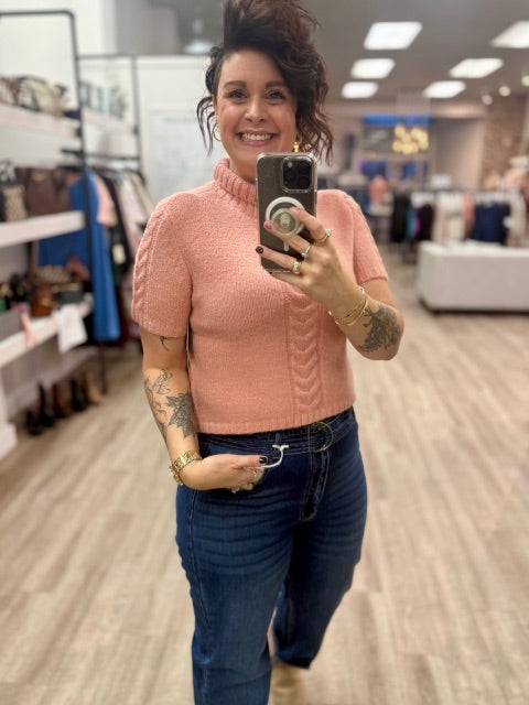 Sharee Short Sleeve Sweater in Rose Cloud