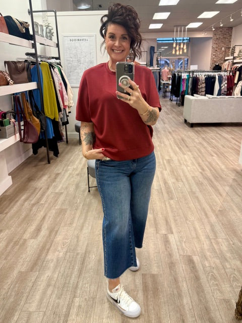 Paloma Soft Knit Extended Sleeve Shirt in Chili