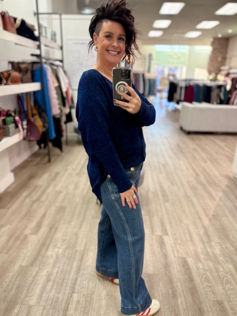 Blue Breeze Knit Sweater in Navy