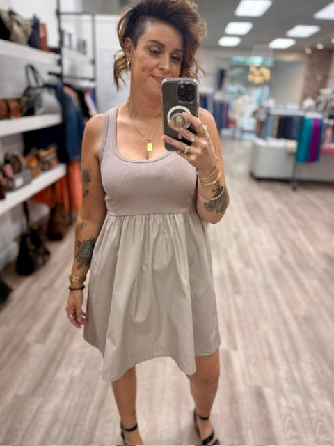 Meet Me Downtown Dress in Ash Mocha
