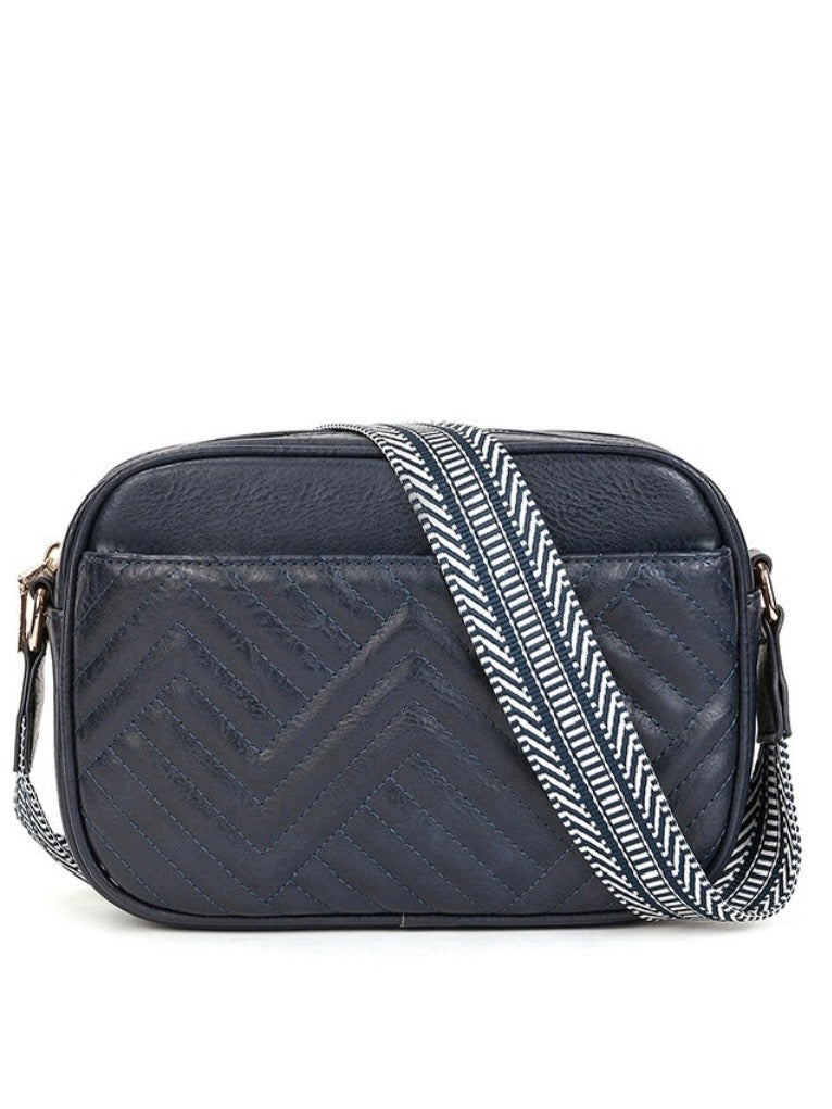 Chevron Weave Crossbody Camera Bag